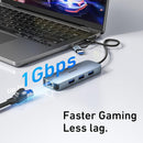 BENFEI 000386GY USB-C + USB 3.0 to Gigabit RJ45 + 3 Port USB 3.0 Hub Compatible with Mac
