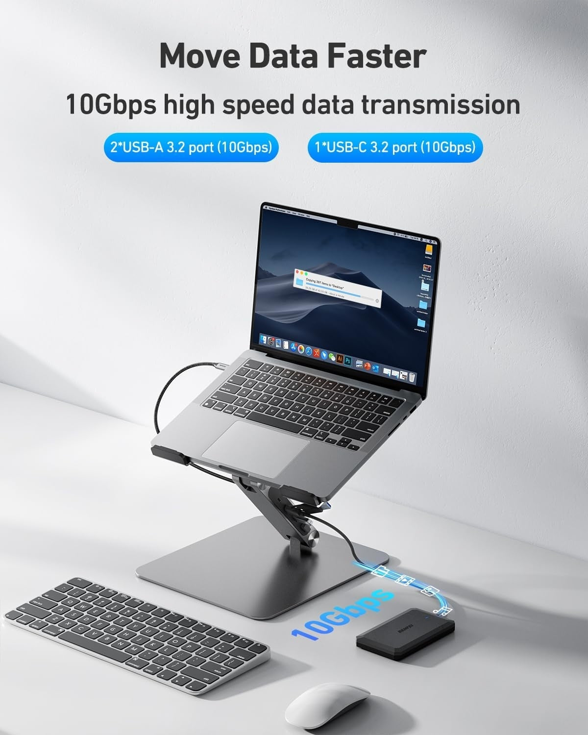 BENFEI 398GY TYPE-C 6-in-1 HDMI+USB-C(10G)+RJ45+2xUSB-A(10G)+PD