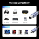 BENFEI 405GY-1M USB B to USB C Printer Cable, Nylon Braided, Premium Aluminium Alloy Case 1M