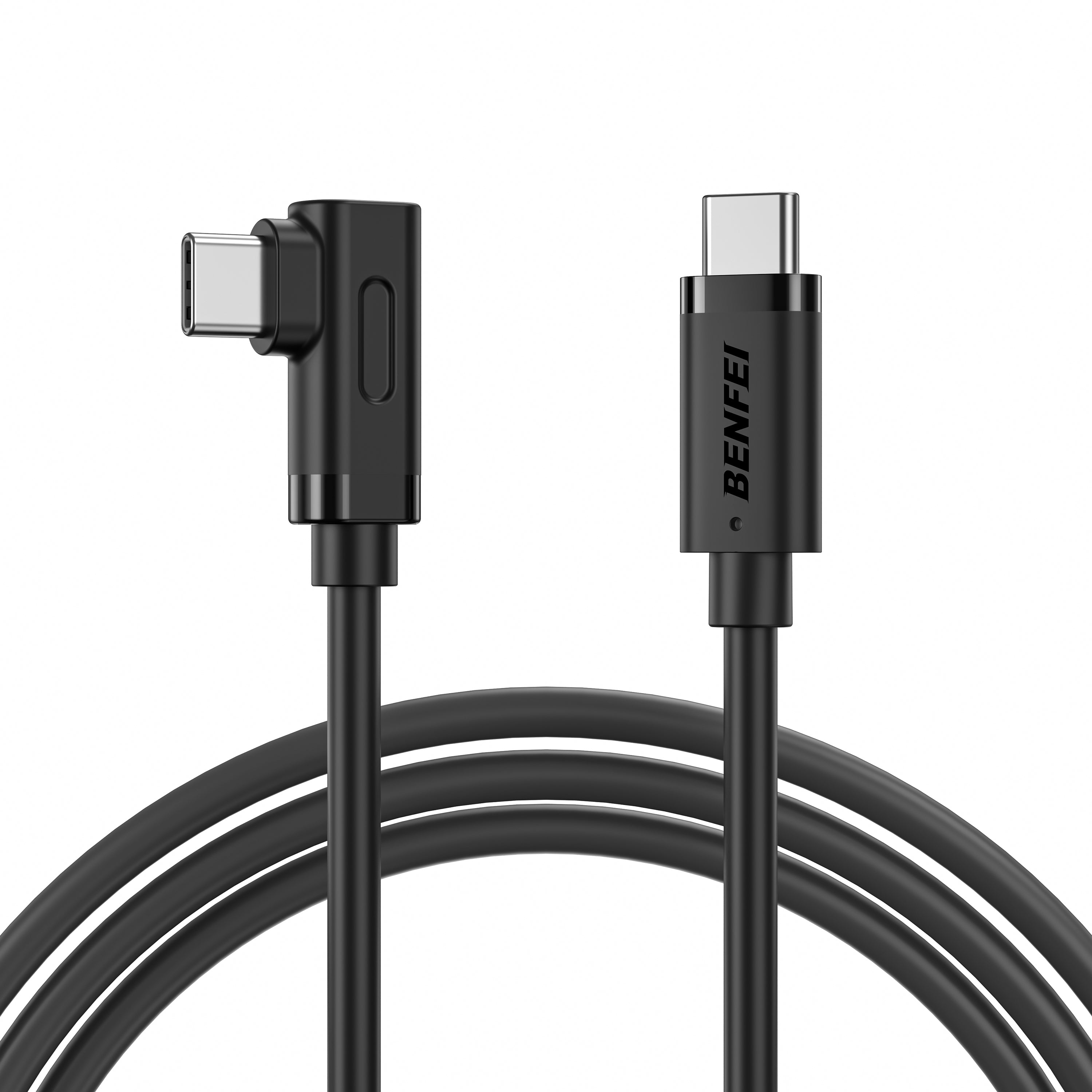 BENFEI 428BK-1M USB C to Right Angle USB C Cable, 90-dgree Angled USB 2.0 Type C Charger Cable, 3A Fast Charging & 480Mbps Data Sync, Durable PVC