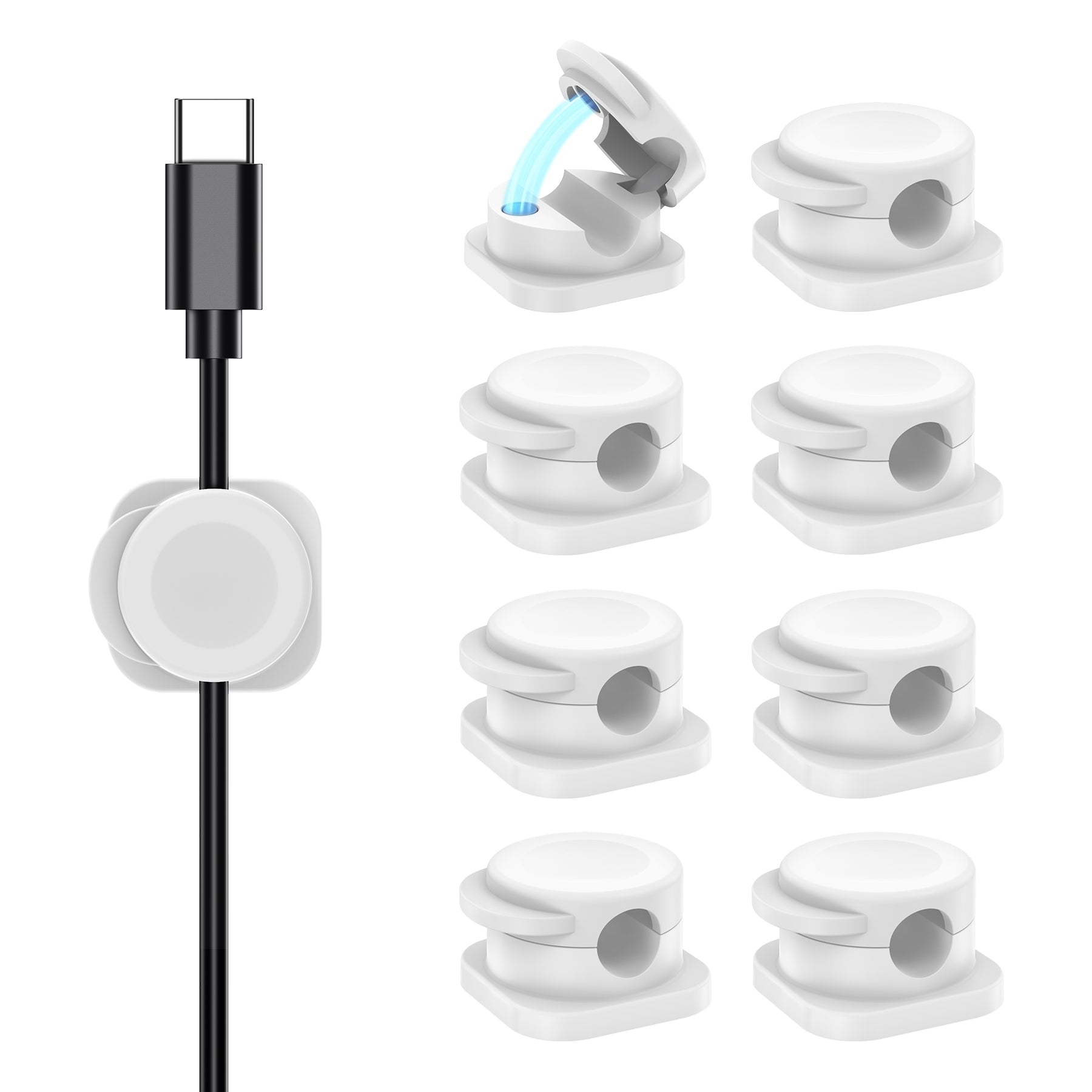 CHOETECH MCC001-WH 6 Pack Professional grade Magnetic Lock Cord Holder Clips White