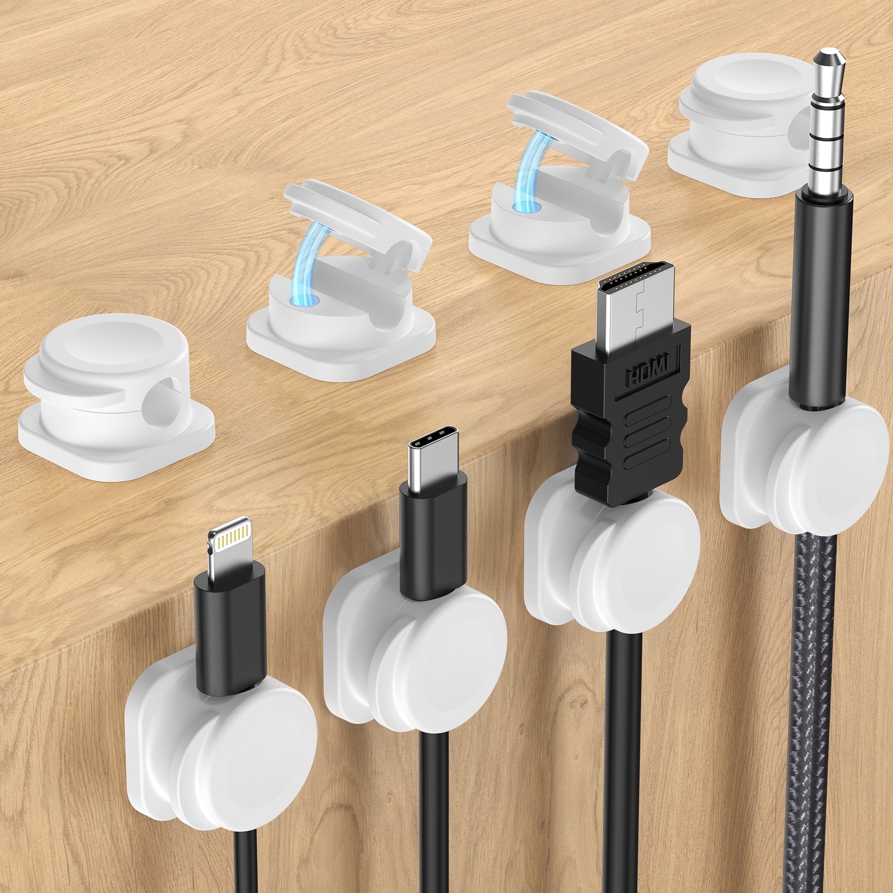CHOETECH MCC001-WH 6 Pack Professional grade Magnetic Lock Cord Holder Clips White