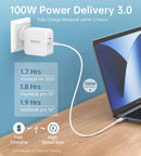 CHOETECH PD6008 GAN Dual Type-C 100w Travel Charger (US/EU/UK/AU)