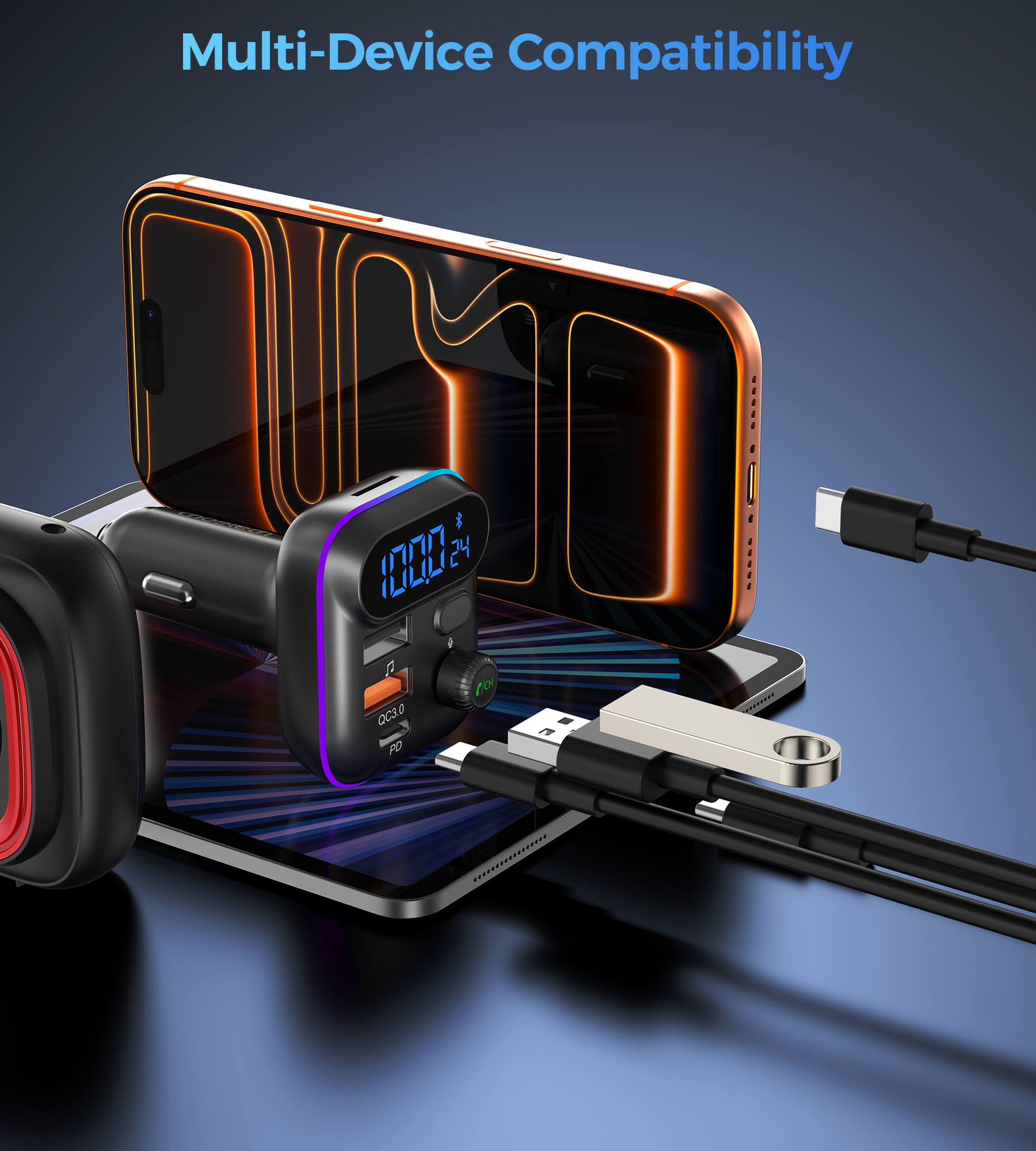 Choetech TC0050 PD36W Bluetooth FM Car Transmitter Charger