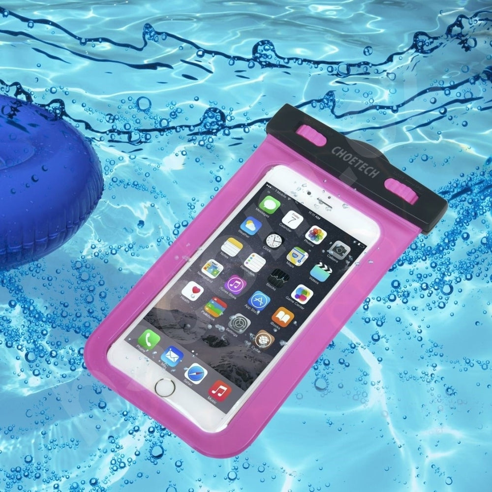 CHOETECH WPC007-PK Universal WaterProof Cell Phone Pouch bag up to 8-inch (Pink)
