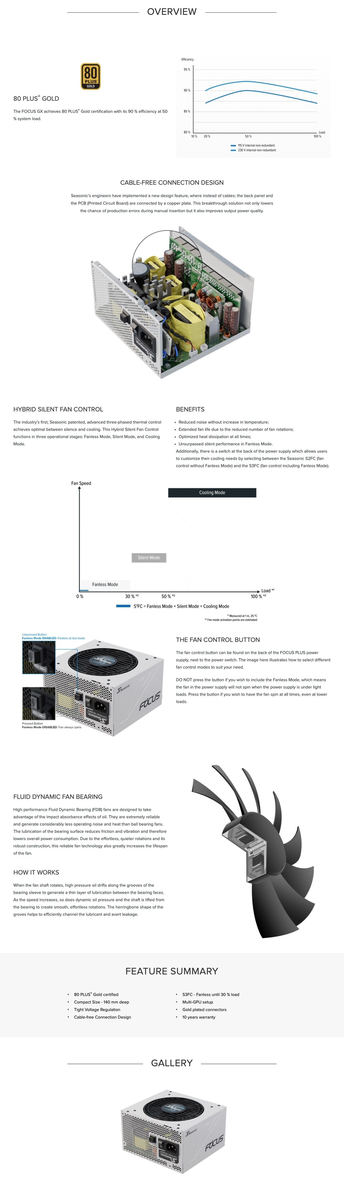 Seasonic Focus Gx (Oneseasonic) White Edition Gx-850 (Ssr-850Fx White) 850W 80 Plus Gold Psu