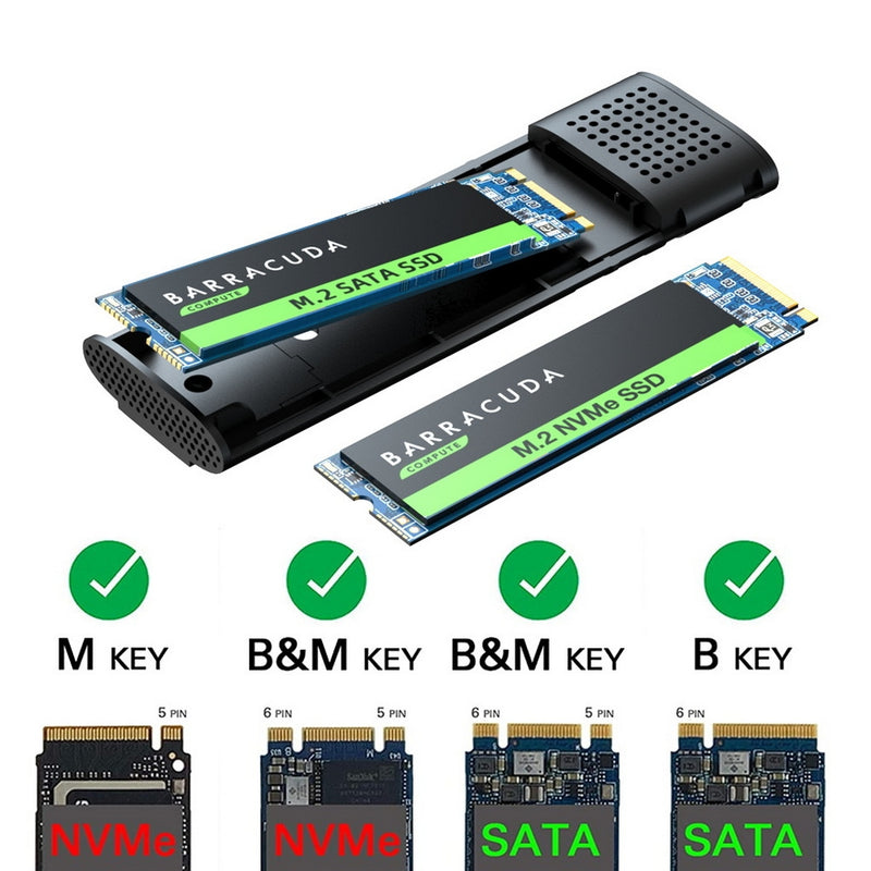 Simplecom SE516 NVMe / SATA Dual Protocol M.2 SSD Tool-Free USB-C Enclosure USB 3.2 Gen 2 10Gbps