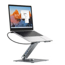 Simplecom CHT660 Adjustable Aluminium Laptop Stand with 6-Port USB-C Docking Station Dual 4K HDMI Display