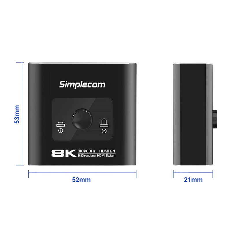 Simplecom CM302v2 Bi-Directional 2 Way HDMI 2.1 Switch Selector 8K@60Hz