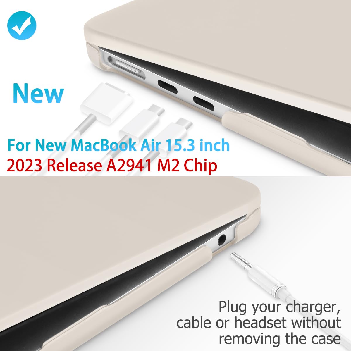 15 inch Air 2023 MacBook Air Matte Case A2941 M2 Chip Hard Shell Case Keyboard Cover Grey