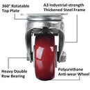 4x 3 inch Heavy Duty 2x Fixed + 2x Swivel Casters Load 300kg Castor Caster Wheels Swivel Casters with Brakes