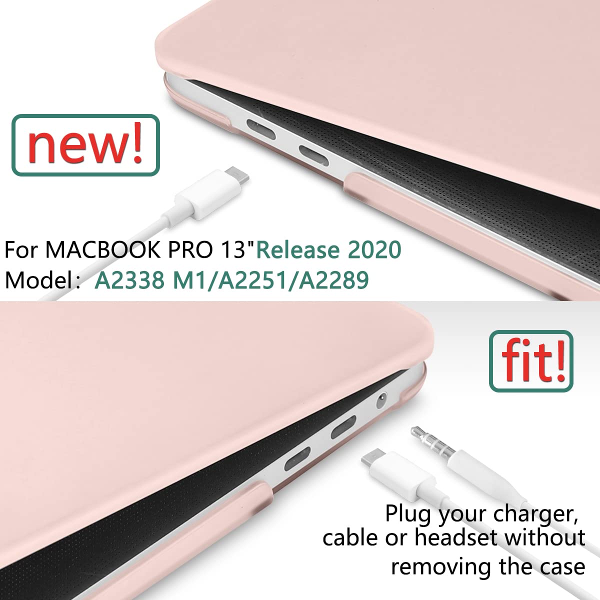 Suitable for Sold Pink MacBook Pro 13 Inch Case 2016-2023 M1 M2 A2338 A2289 A2251 A2159 Hard Shell Case Keyboard Cover