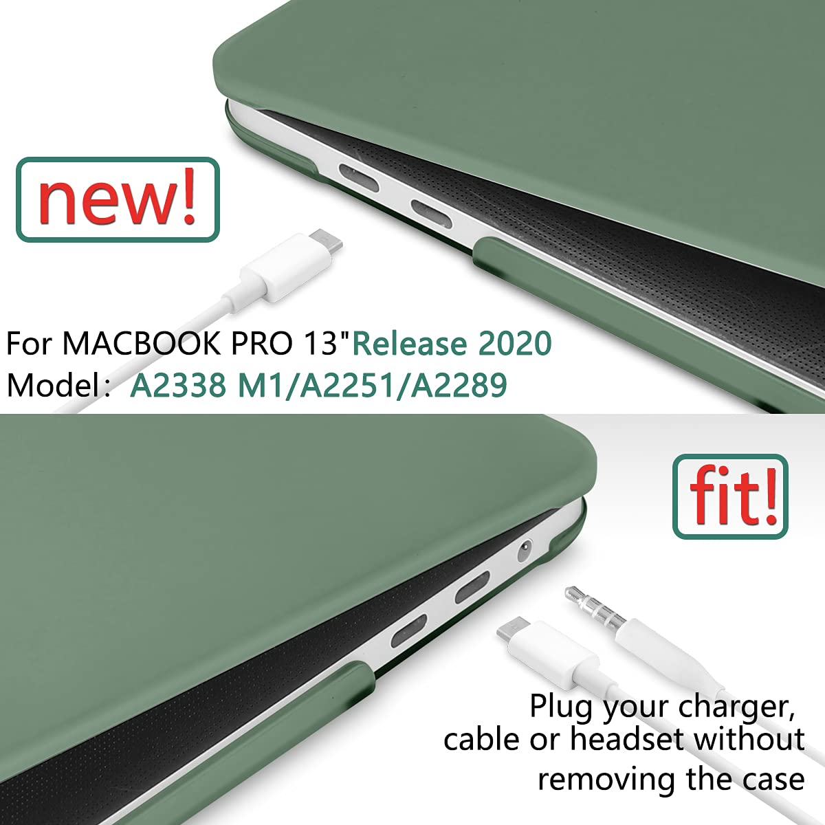Suitable for Midnight Green MacBook Pro 13 Inch Case 2016-2023 M1 M2 A2338 A2289 A2251 A2159 Hard Shell Case Keyboard Cover