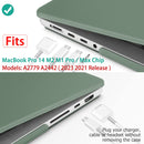 Suitable for MacBook Pro 14 Max Inch Case 2023 2022 2021 M2 A2779 M1 A2442 Hardshell Case Keyboard Cover Midnight Green