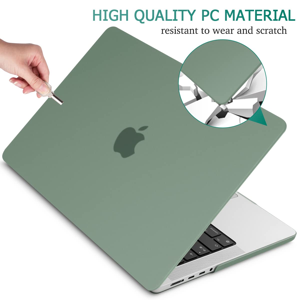 Suitable for MacBook Pro 14 Max Inch Case 2023 2022 2021 M2 A2779 M1 A2442 Hardshell Case Keyboard Cover Midnight Green