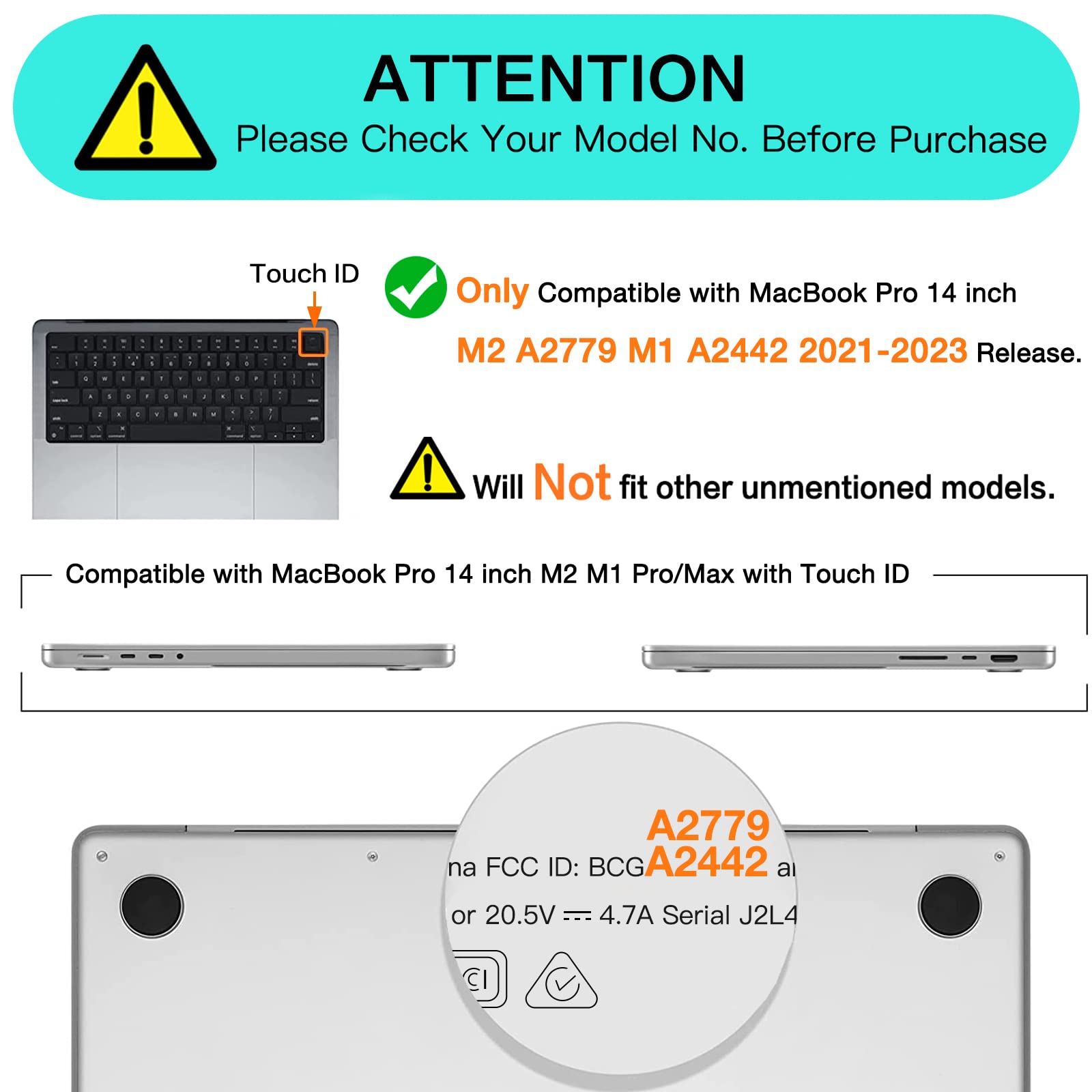 Suitable for MacBook Pro 14 Max Inch Case 2023 2022 2021 M2 A2779 M1 A2442 Hardshell Case Keyboard Cover Grey