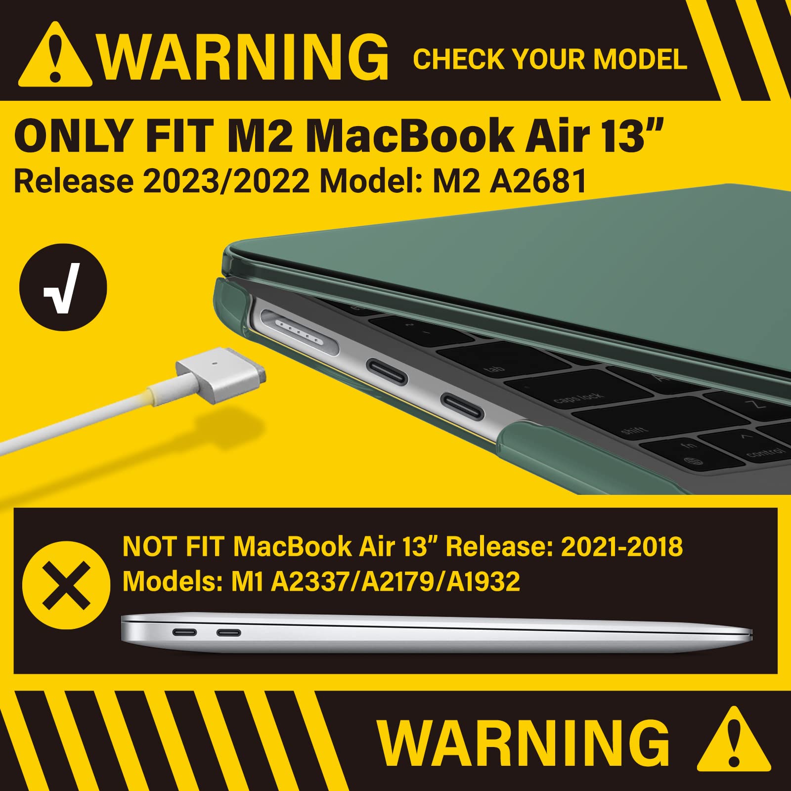 Suitable for 2023 2022 MacBook Air 13 inch case M2 Model A2681 Hard Shell Case Keyboard Cover Midnight Green