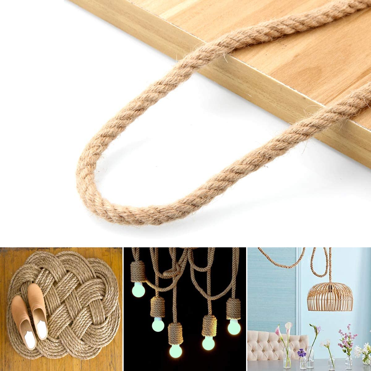 1m Sisal 20mm Rope Natural Twine Cord Thick Jute Hemp Manila Crafting Home Decor