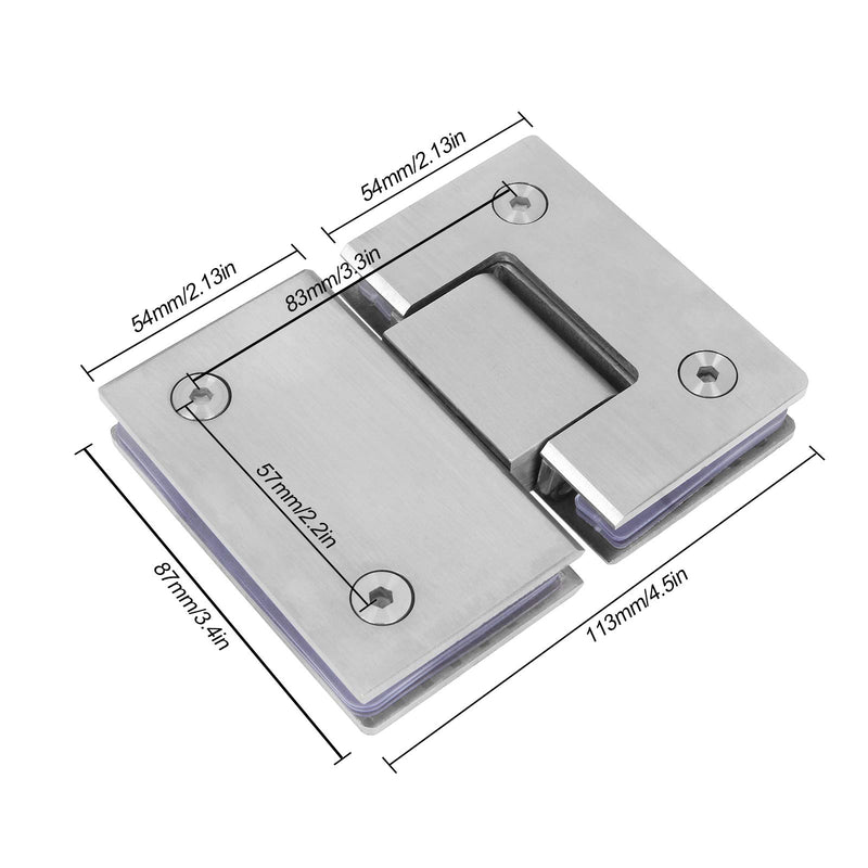 Shower Glass Door Gate Hinge 304 Stainless Steel 180 Degrees Polished Chrome Finish