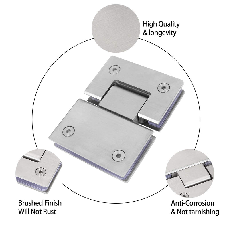 Shower Glass Door Gate Hinge 304 Stainless Steel 180 Degrees Polished Chrome Finish