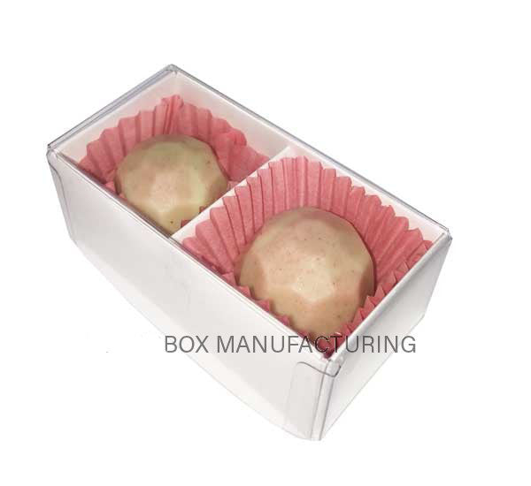 100 Pack of White Card Chocolate Sweet Soap Product Retail Gift Box - 2 Bay Compartments - Clear Slide On Lid - 8x4x3cm