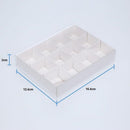 10 Pack of White Card Chocolate Sweet Soap Product Retail Gift Box - 12 bay 4x4x3cm Compartments - Clear Slide On Lid - 16x12x3cm