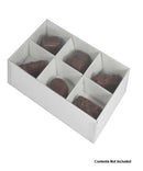 10 Pack of White Card Chocolate Sweet Soap Product Retail Gift Box - 6 Bay Compartments - Clear Slide On Lid - 12x8x3cm