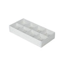 10 Pack of White Card Chocolate Sweet Soap Product Retail Gift Box - 8 bay 3cm Compartments - Clear Slide On Lid - 16x8x3cm