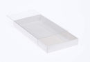 10 Pack of White Card Box - Clear Slide On Lid - 17 x 25 x 5cm - Large Beauty Product Gift Giving Hamper Tray Merch Fashion Cake Sweets Xmas