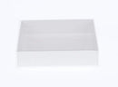 10 Pack of White Card Box - Clear Slide On Lid - 30 x 20 x 8cm - Large Beauty Product Gift Giving Hamper Tray Merch Fashion Cake Sweets Xmas