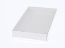 10 Pack of White Card Box - Clear Slide On Lid - 30 x 20 x 8cm - Large Beauty Product Gift Giving Hamper Tray Merch Fashion Cake Sweets Xmas