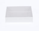 50 Pack of 15cm Square Invitation Coaster Favor Function product Presentation Cookie Biscuit Patisserie Gift Box - 4cm deep - White Card with Clear Slide On PVC Lid