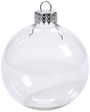 20 x Glass Bauble 8cm Diameter Round Clear with Silver Cap - table or tree centrepice personal memory theme craft gift