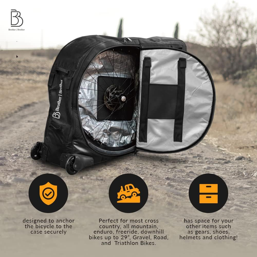 BROTHER Bike Travel Bag Case Plane Boat Shipping Transport, Fits Cross Country All Mountain Bike, MTB, TT, Road Triathlon Bike 29er 700c