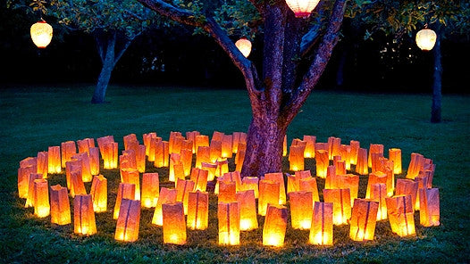 50 Pack White Happy Birthday Luminary Paper Candle Tea Light Lantern Bags Garden Anniversary Birthday Night Decorations Evening Party