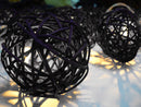 1 Set of Black 5cm Rattan Cane 50 Ball Battery Powered LONG 5m String Lights Christmas Gift Home Wedding Party Bedroom Decoration Table Centrepiece