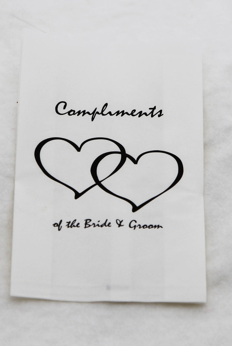 150 Pack Wedding Cake Bags Greaseproof Wax Paper Slice Take Home Favour Heart n Message