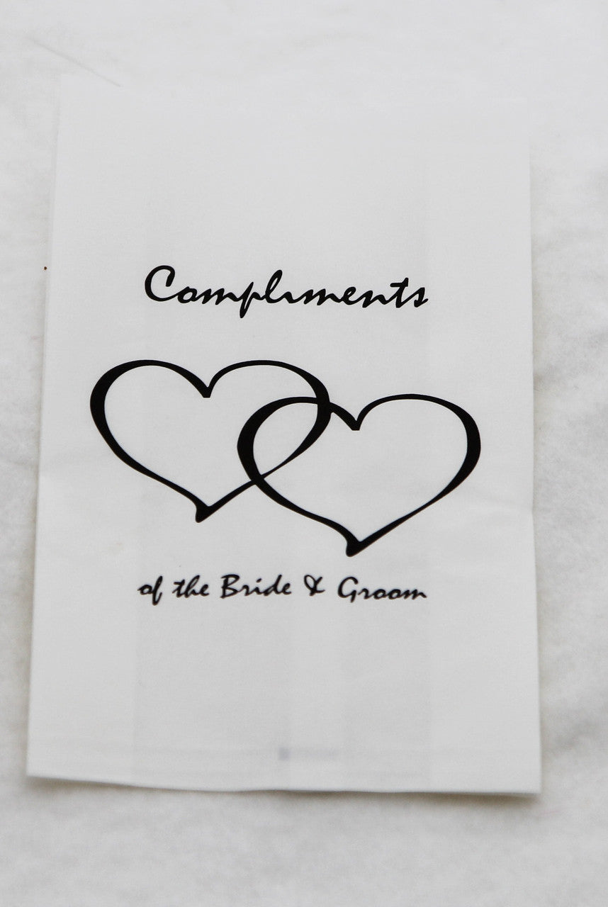 200 Pack Wedding Cake Bags Greaseproof Wax Paper Slice Take Home Favour Heart n Message