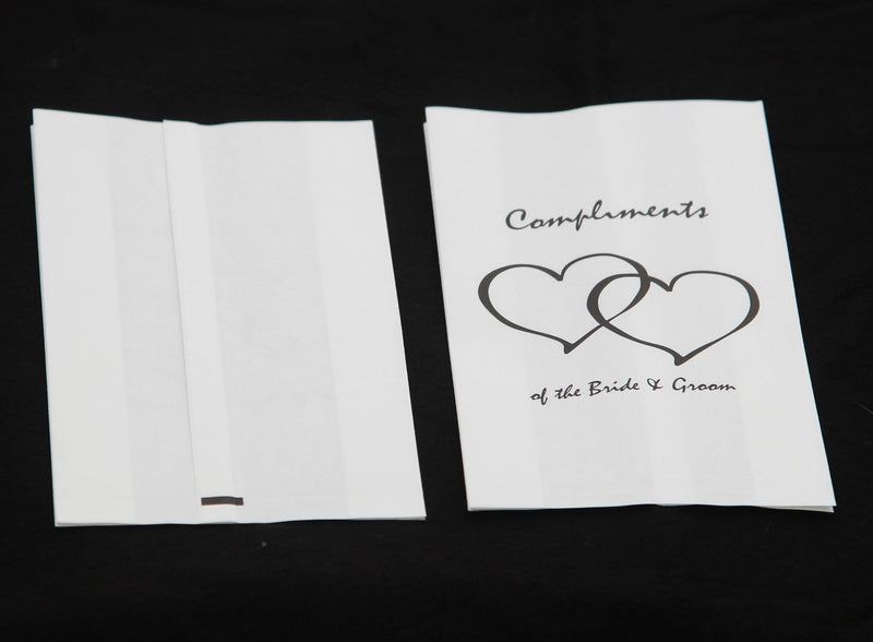 50 Pack Wedding Cake Bags Greaseproof Wax Paper Slice Take Home Favour Heart n Message