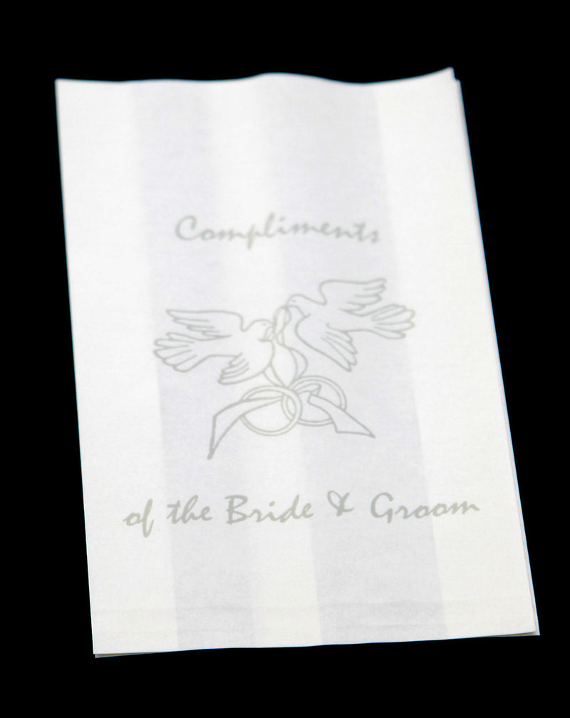 50 Pack Wedding Cake Bags Greaseproof Wax Paper Slice Take Home Favour Silver Doves