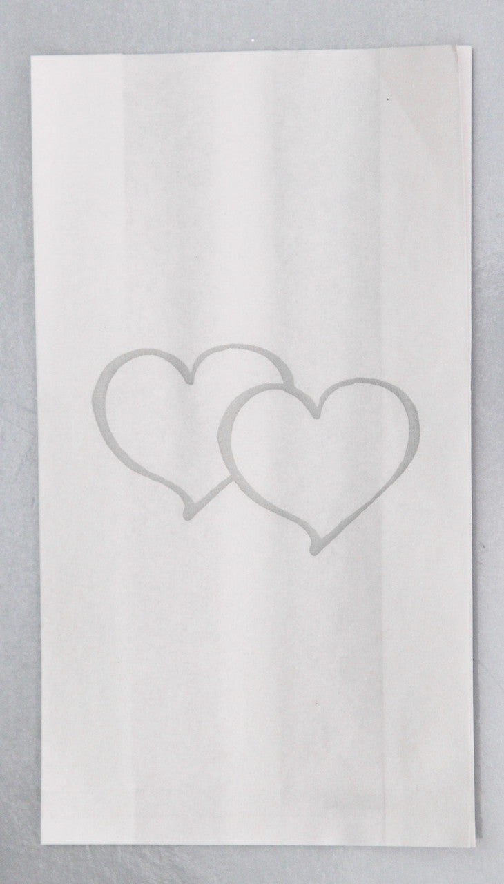 50 Pack Wedding Cake Bags Greaseproof Wax Paper Slice Take Home Favour Large Silver Heart