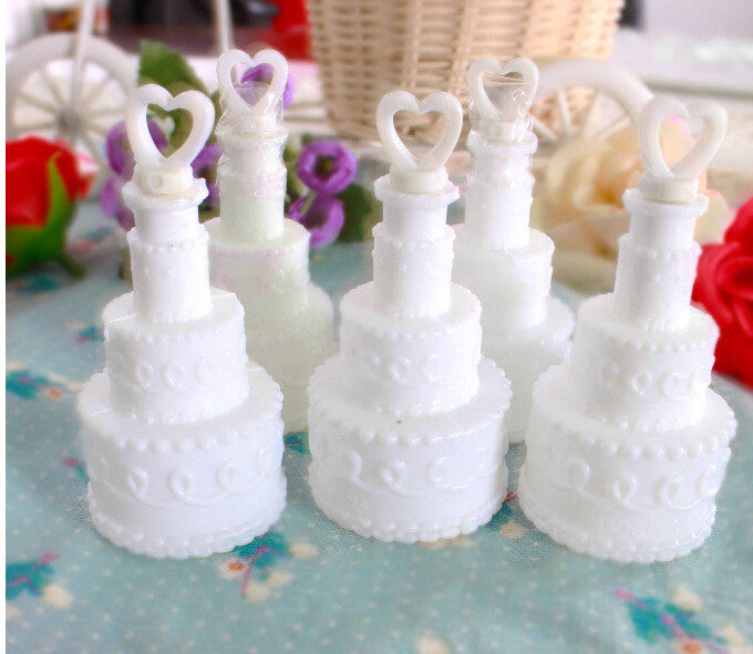 25 Pack Wedding Cake Blow Bubble Bottles White Plastic 6cm High Bomboniere Favour Guest Gift