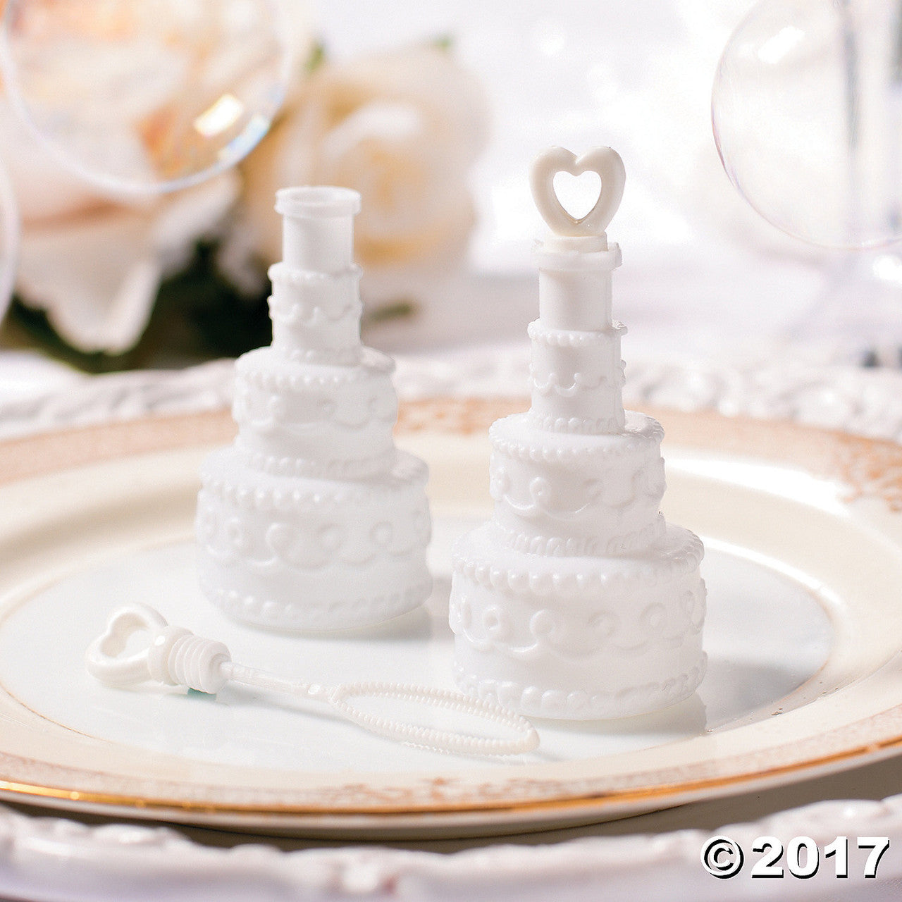50 Pack Wedding Cake Blow Bubble Bottles White Plastic 6cm High Bomboniere Favour Guest Gift