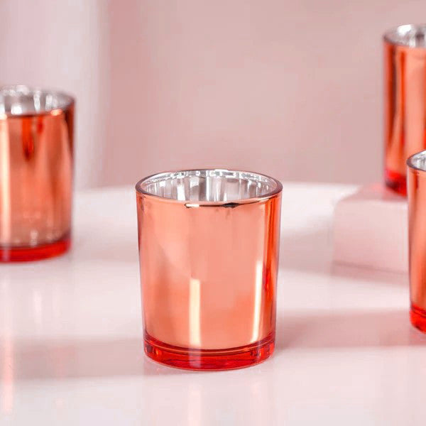 20 Pack Copper Votive Tealight Candle Holders Valentines Day Mercury Wedding Decor Glass Candlestick Party Decorations Bridal Baby Shower Event