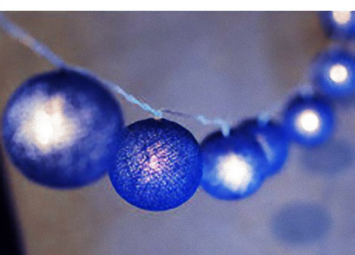 50 Ball Dark Blue LONG 5m String Light Battery Box 5cm Cotton Ball Christmas Birthday Boy Special Occasion Decoration