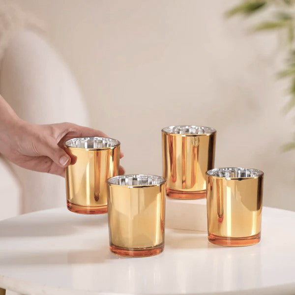 10 Pack Gold Votive Tealight Candle Holders Valentines Day Mercury Wedding Decor Glass Candlestick Party Decorations Bridal Baby Shower Event
