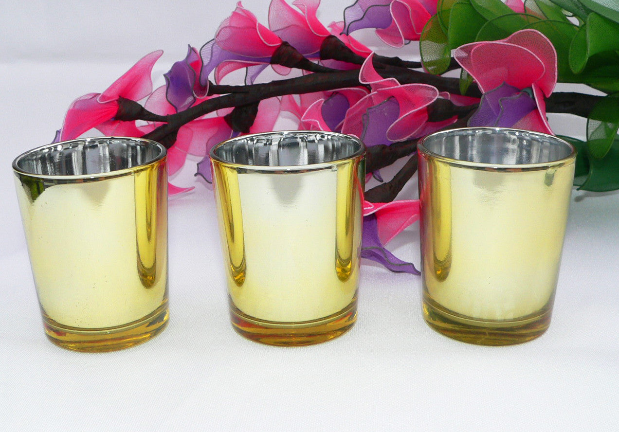 20 Pack Gold Votive Tealight Candle Holders Valentines Day Mercury Wedding Decor Glass Candlestick Party Decorations Bridal Baby Shower Event