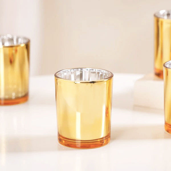 40 Pack Gold Votive Tealight Candle Holders Valentines Day Mercury Wedding Decor Glass Candlestick Party Decorations Bridal Baby Shower Event