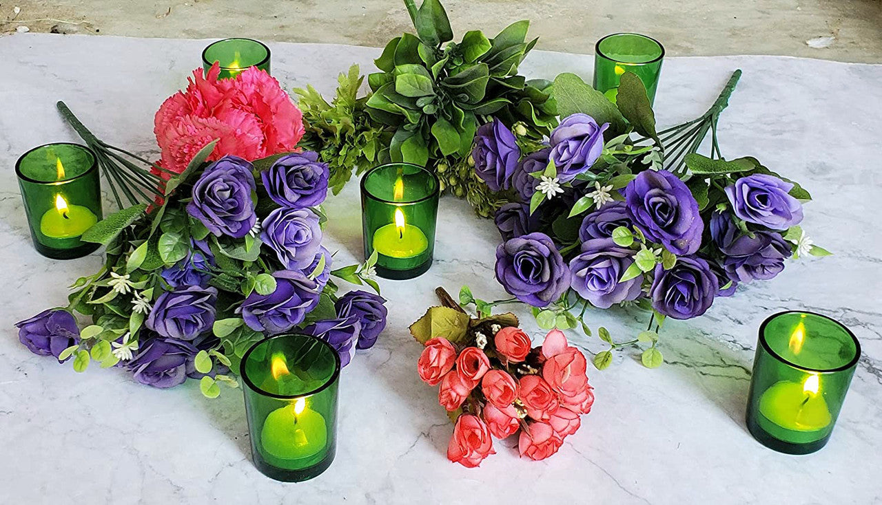 40 Bulk Pack Green Glass Votive Candle Holders Table Centreoieces Xmas Wedding Anniversary Event Recption Party Function or Home Decor
