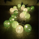 20 Ball Green 3m String Light Battery Box 5cm Cotton Ball Christmas Birthday Garden Special Occasion Decoration